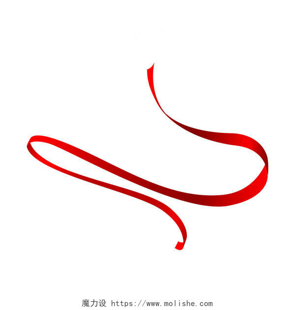 红色简约手绘消费者权益日元素丝带飘带PNG素材